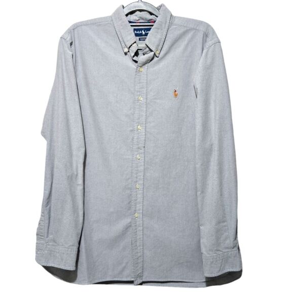 Ralph Lauren Long Sleeve Button Front Collared Shirt Light Gray Men's XL - Picture 10 of 10
